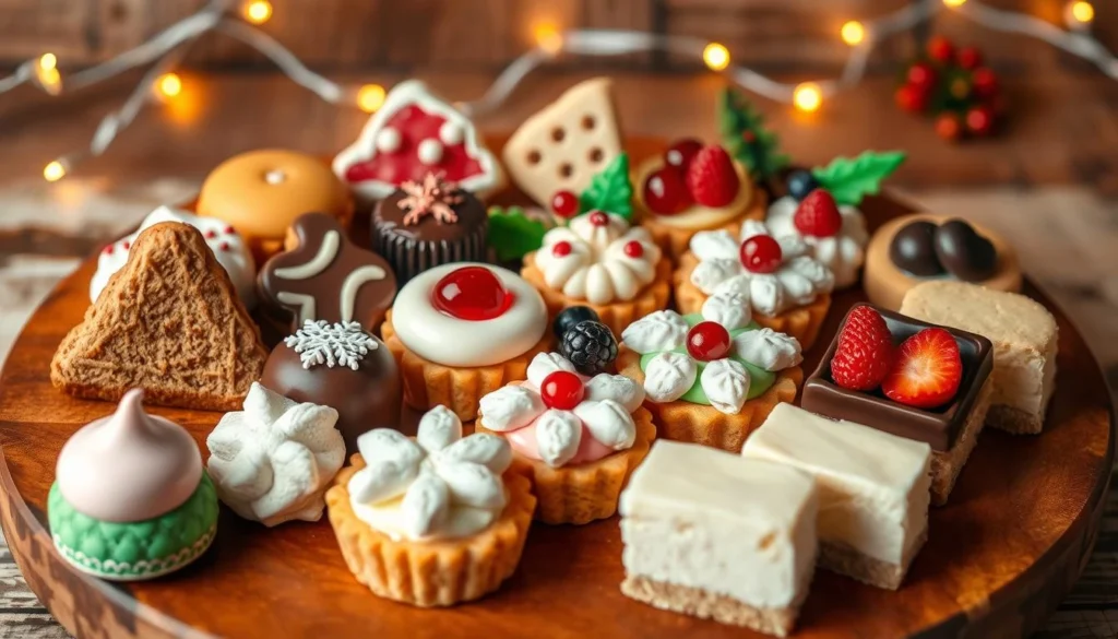 Plate of delicious mini cheesecakes with berry topping, perfect bite-size desserts for parties